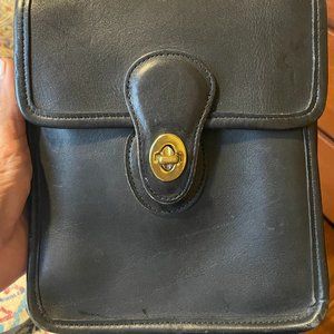 Black Leather Coach Tall Studio Crossbody